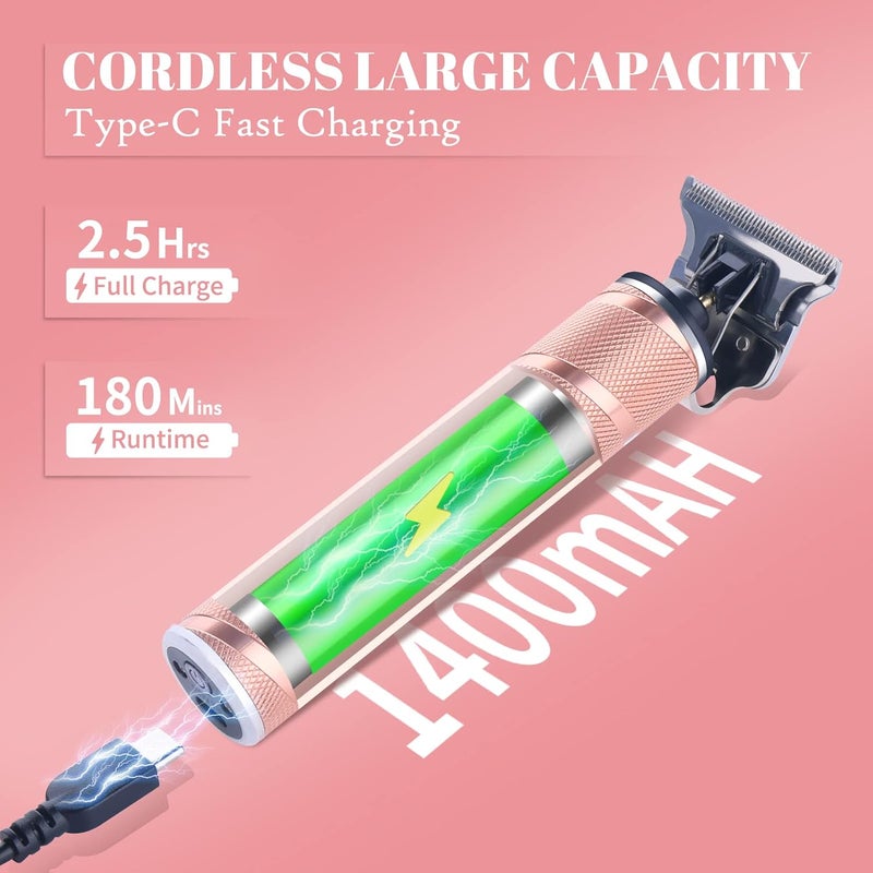 UFREE Hair Trimmer for Women, Bikini Trimmer Electric Razors Shaver for Women Grooming, Waterproof Hair Clippers Hair Cutting Kit, Gifts for Women (Rose Gold) - Image 4